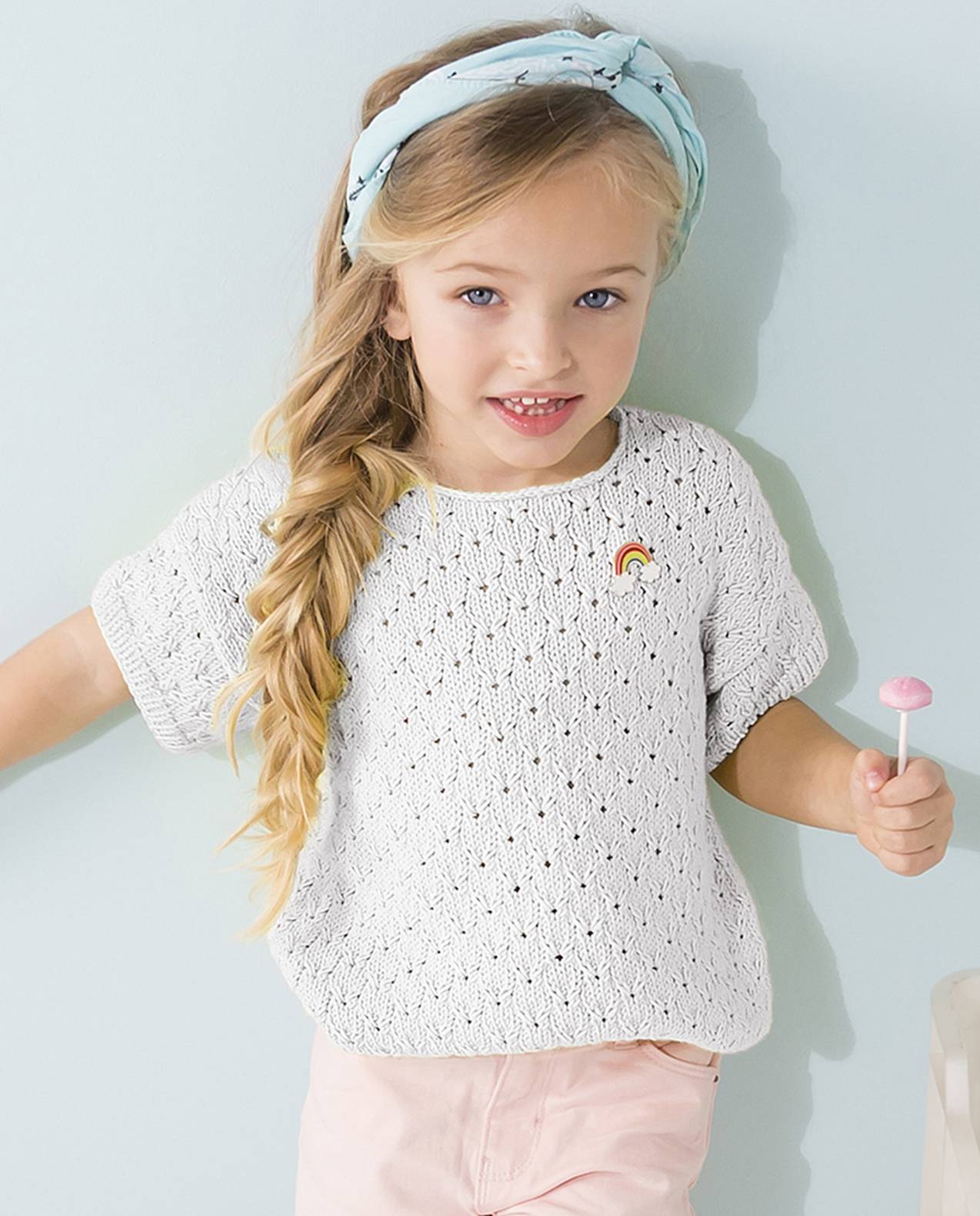 MODÈLE PULL FILLE PHIL TROPICAL BLANC Modèles Enfant • Phildar